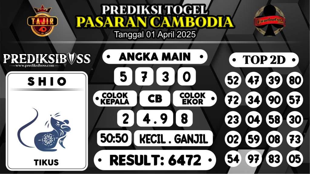 https://prediksibosstrio.com/prediksi-boss-togel-cambodia-selasa-01-april-2025/